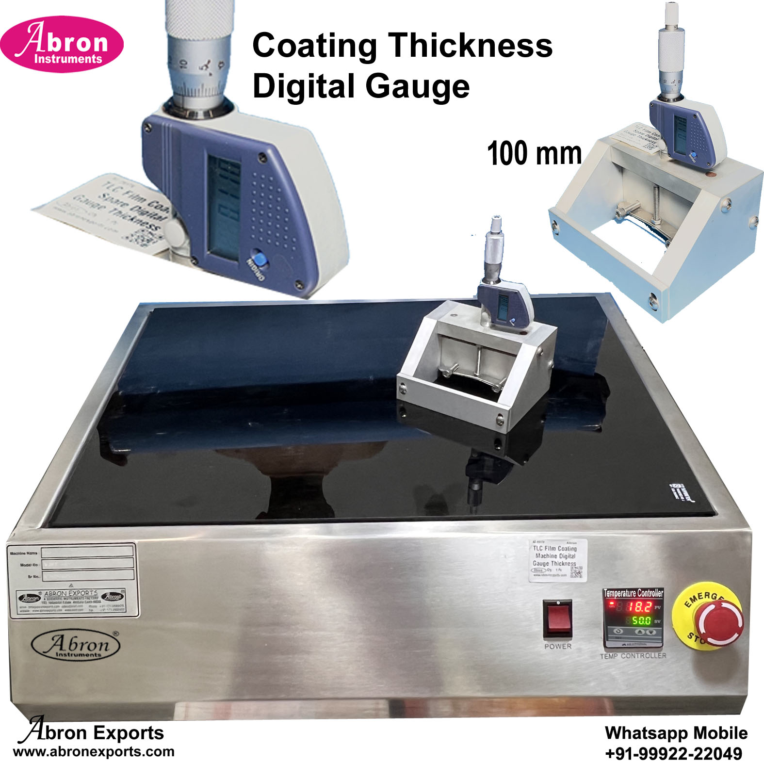 TLC Lab Film Coating Machine 25 Inch 650mm With Digita Hot Max100C Abron AC-291TV25 